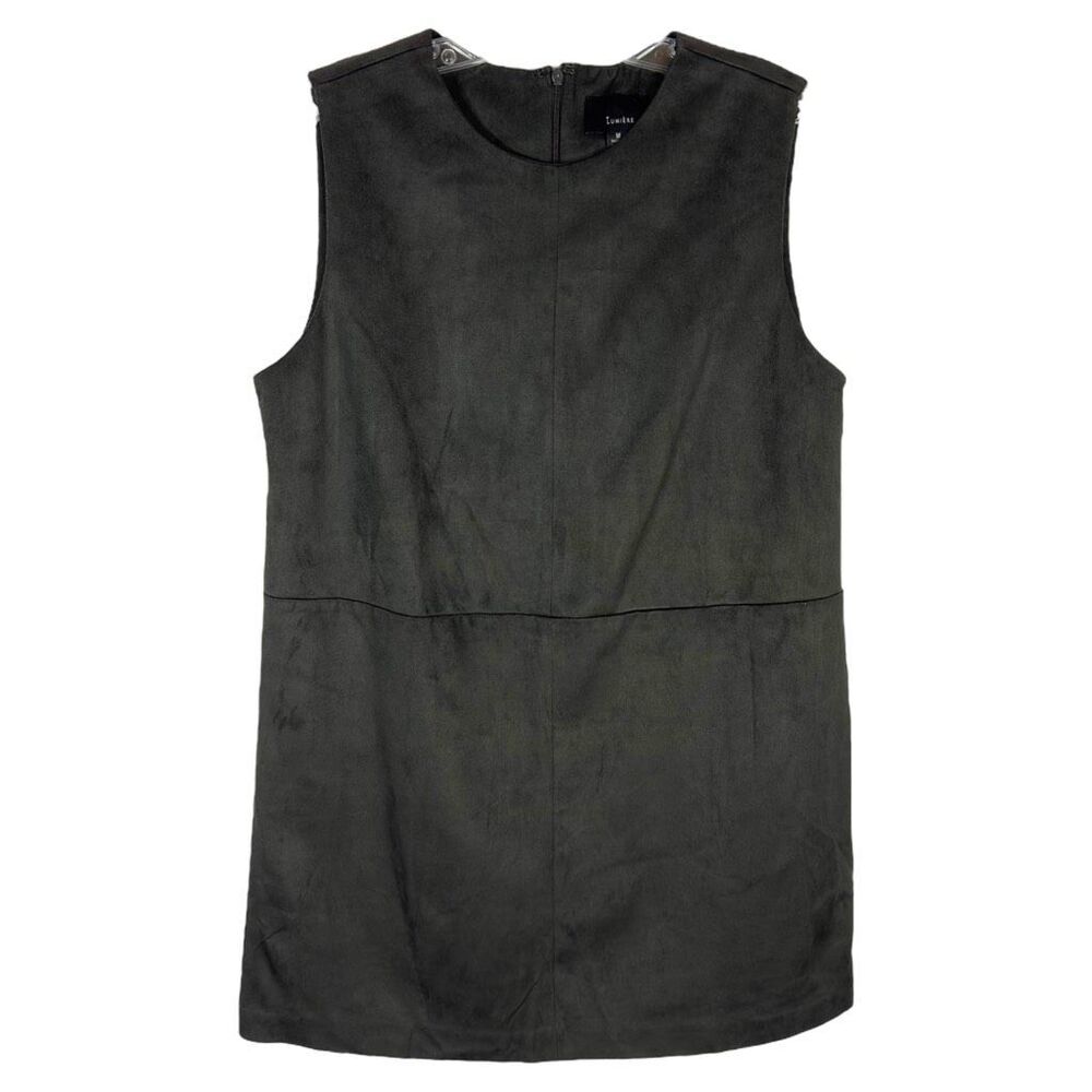 Lumiere Medium Dress Gray Shift Sleeveless Solid Mini Suede Texture Stretch 634